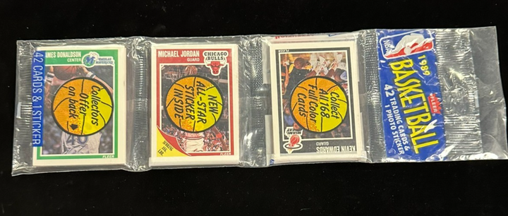 1989 Fleer Basketball Rack Pack Michael Jordan Card on Front & Rodman on Back