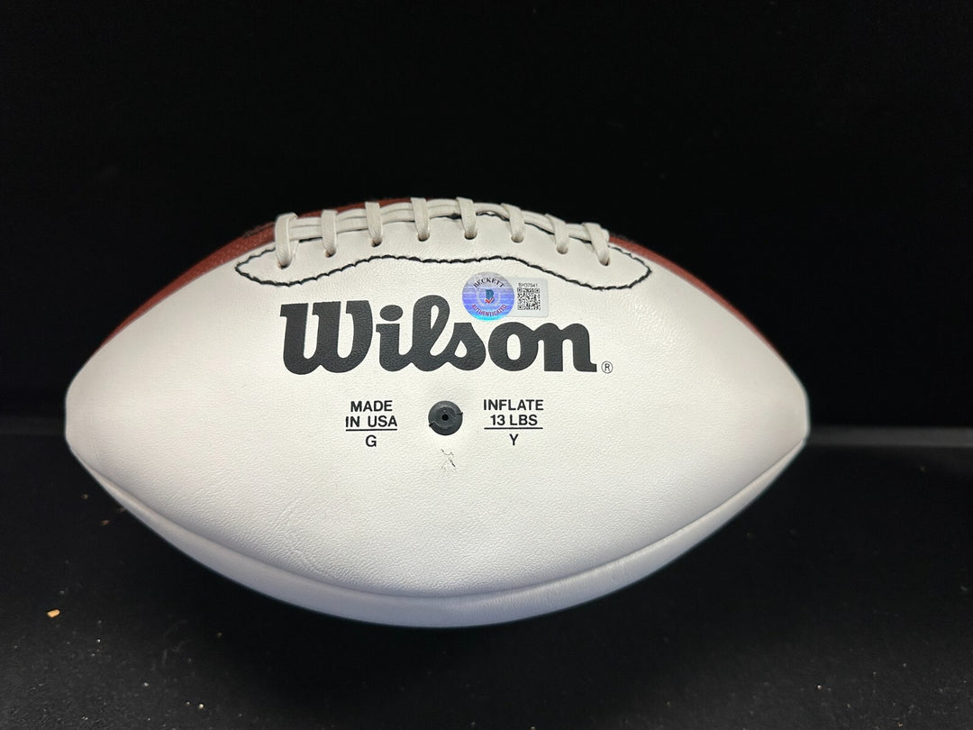 Y.A. Tittle Autographed Wilson NFL Football W/ HOF 71 & MVP 1957-61-63 Ins BAS