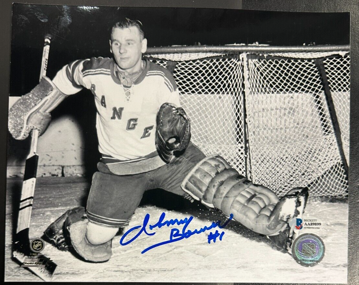 Johnny Bower Autographed New York Rangers 8x10 Photo BAS