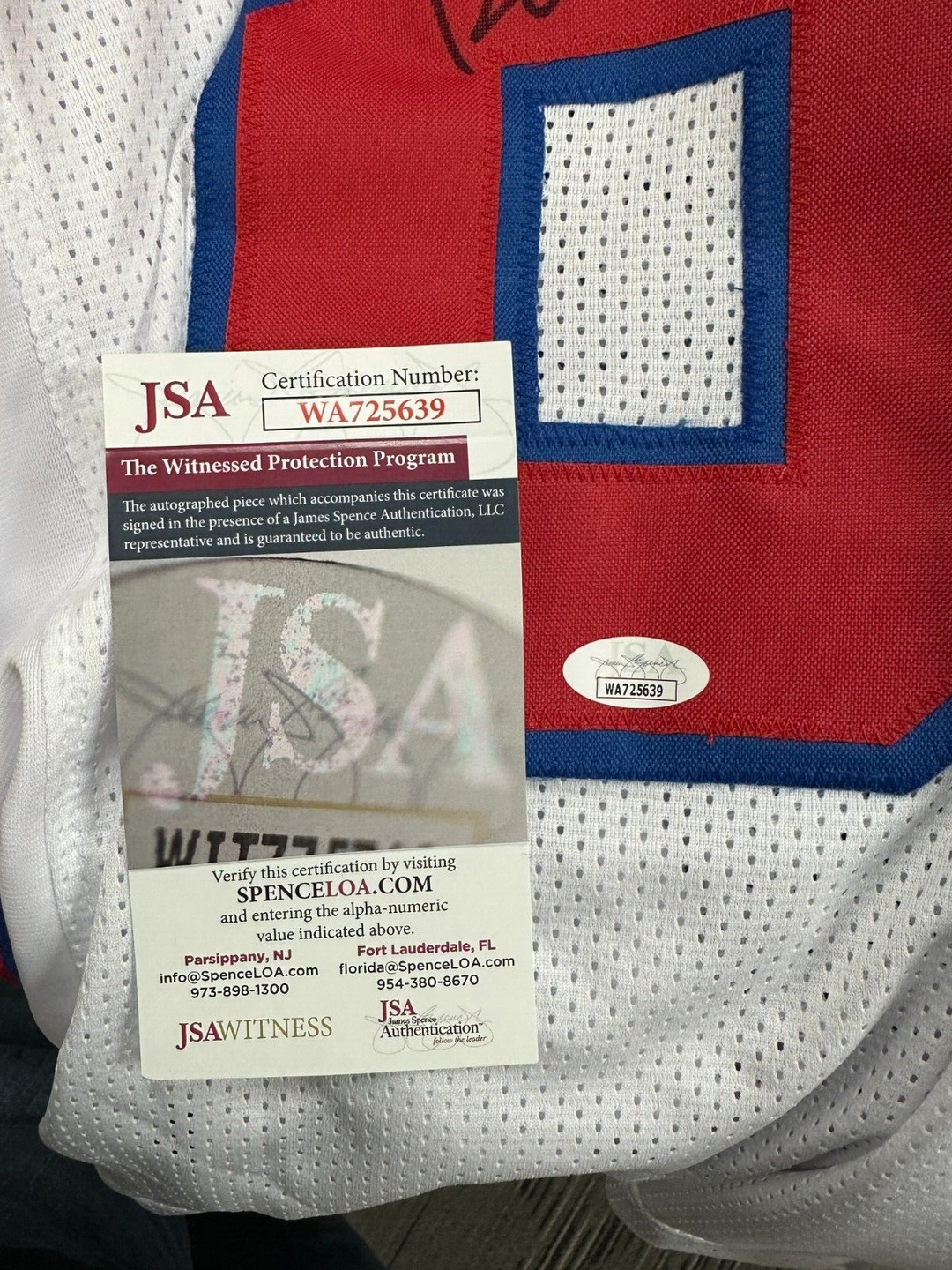 Russ Francis Autographed New England Patriots Replica White Jersey JSA