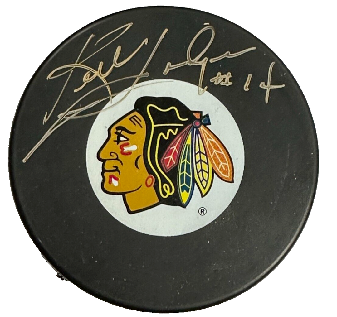 Ken Hodge Autographed Chicago Blackhawks Hockey Puck NHL