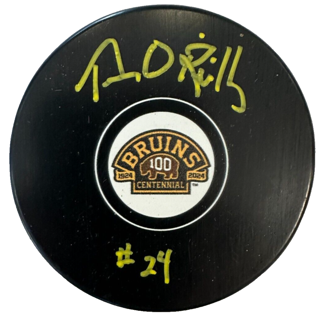 Terry O'Reilly Autographed Boston Bruins 100th Anniversary Puck NHL