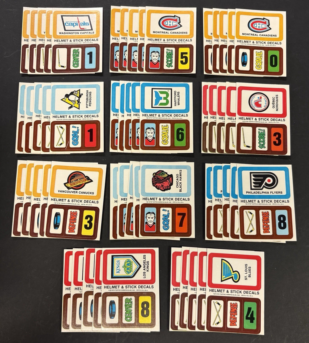 1979-80 Topps NHL Hockey Team Logo Sticker Insert Sets Lot Of 5 NM/MT