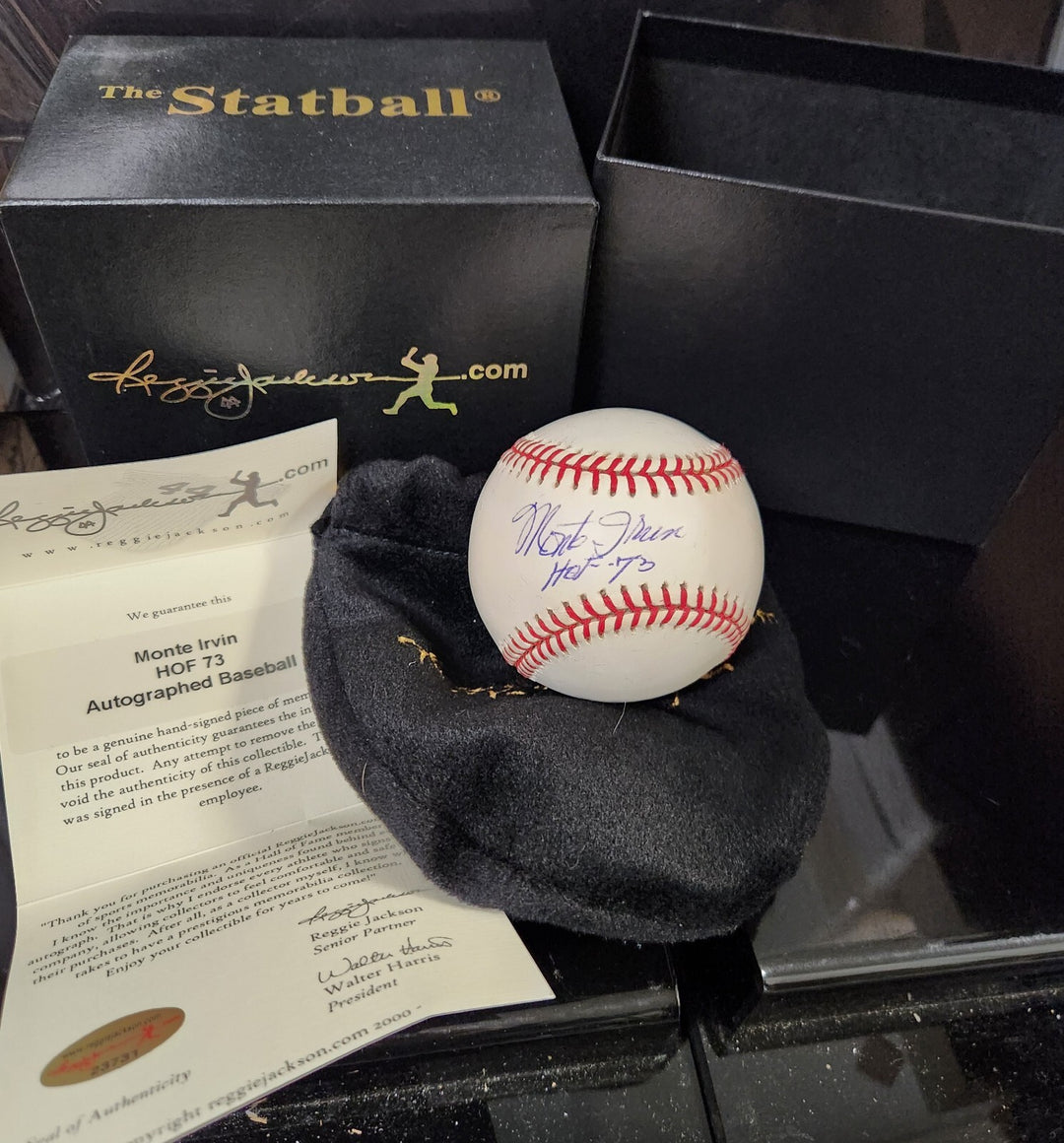 Monte Irvin Signed Inscribed Major League Baseball Reggie Jackson COA Giants HOF