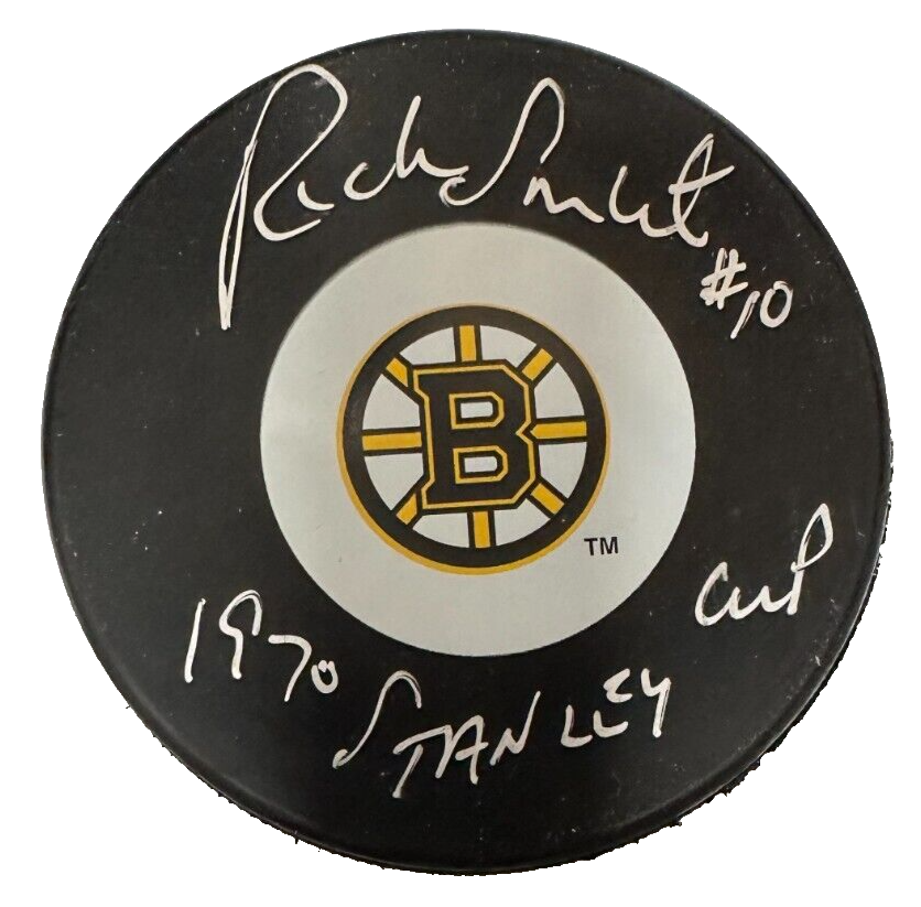 Rick Smith Autographed Boston Bruins Hockey Puck W/ 1970 Stanley Cup Insc. BAS