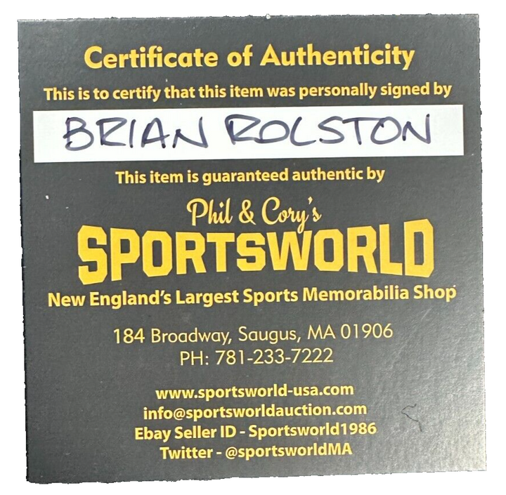 Brian Rolston Autographed Boston Bruins Hockey Puck NHL