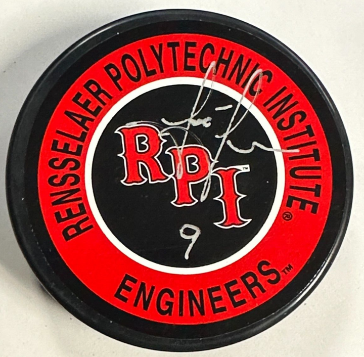 Joe Juneau Autographed Rensselaer Polytechnic Institute RPI Engineers Puck