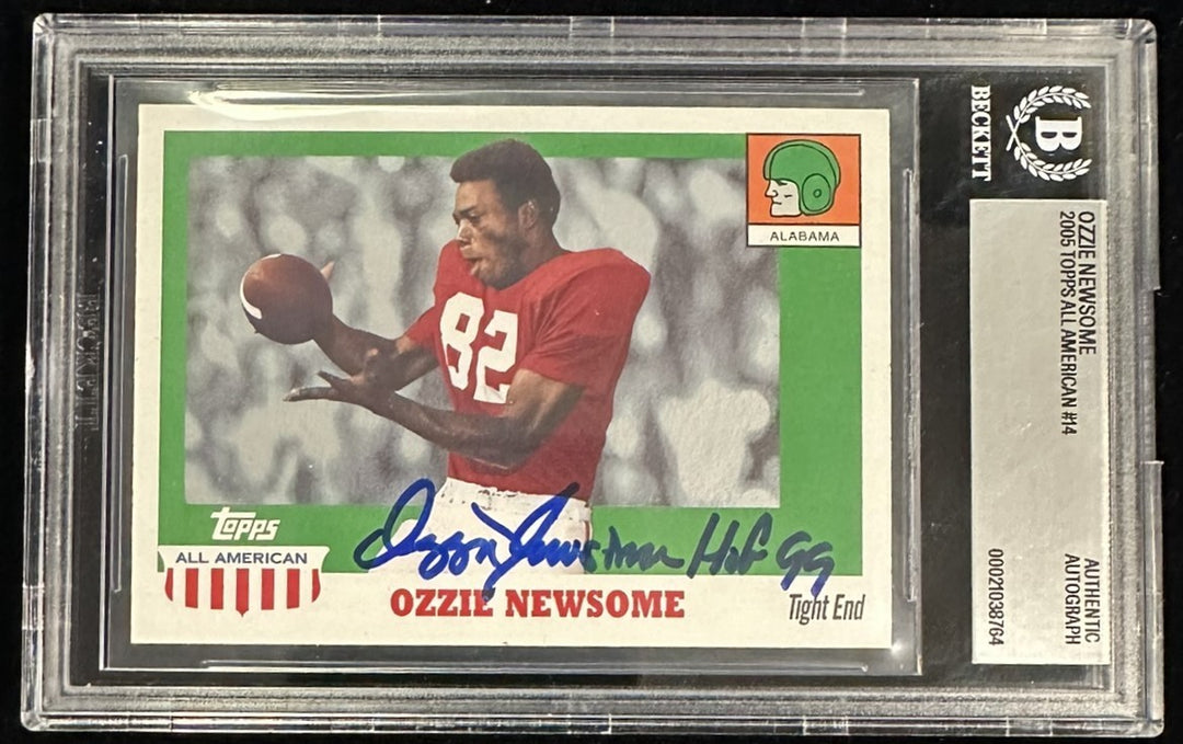 2005 Topps All American Ozzie Newsome Autographed Card W/ HOF 99 BAS Slabbed