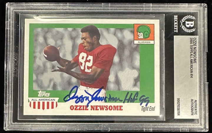 2005 Topps All American Ozzie Newsome Autographed Card W/ HOF 99 BAS Slabbed