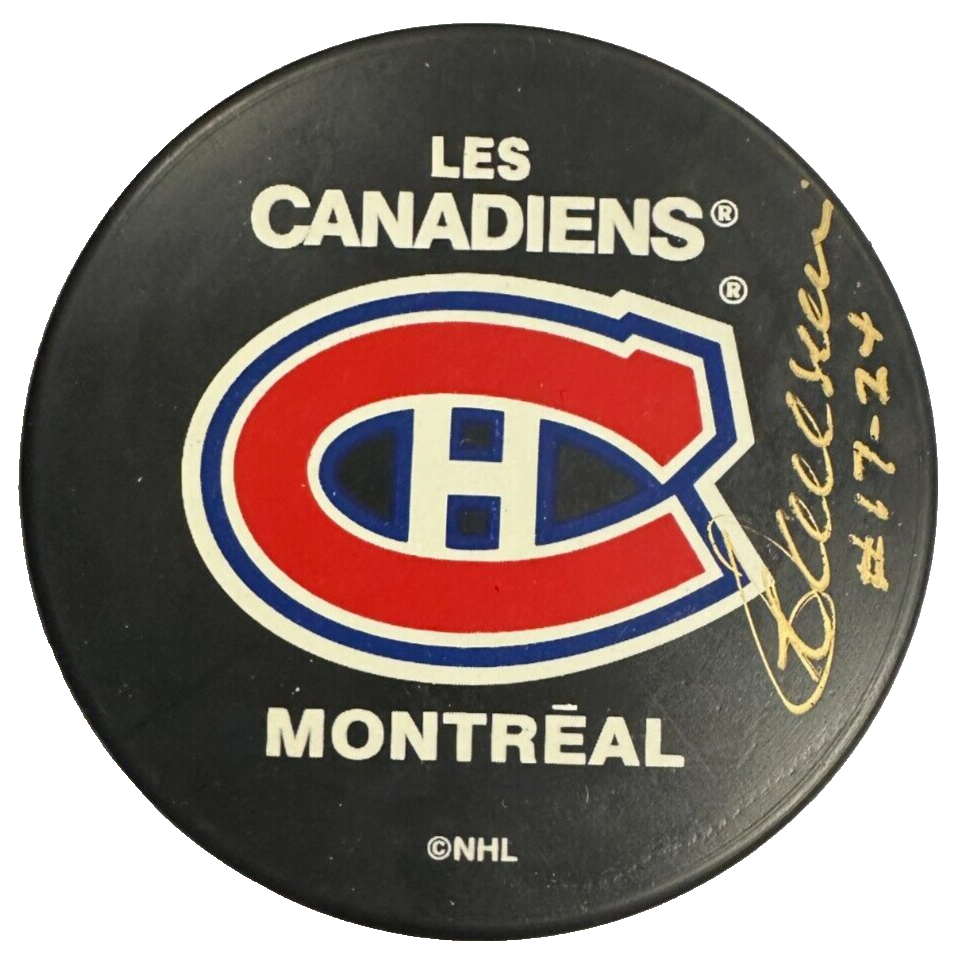 Carol Vadnais Autographed Montreal Canadiens Hockey Puck BAS