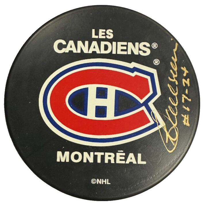 Carol Vadnais Autographed Montreal Canadiens Hockey Puck BAS