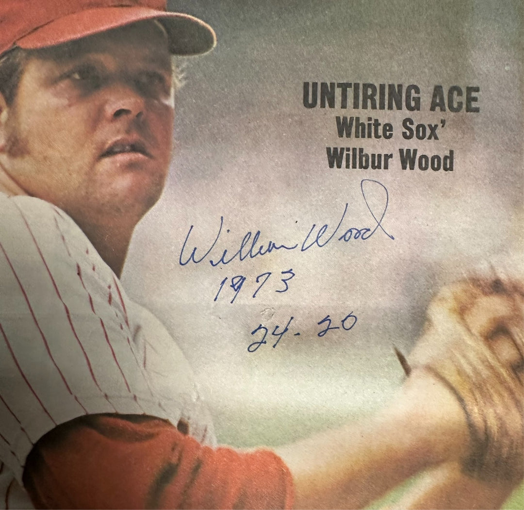 Wilbur Wood Autographed 6/2/1973 Issue Sporting News W/ 1973 24-20 Insc