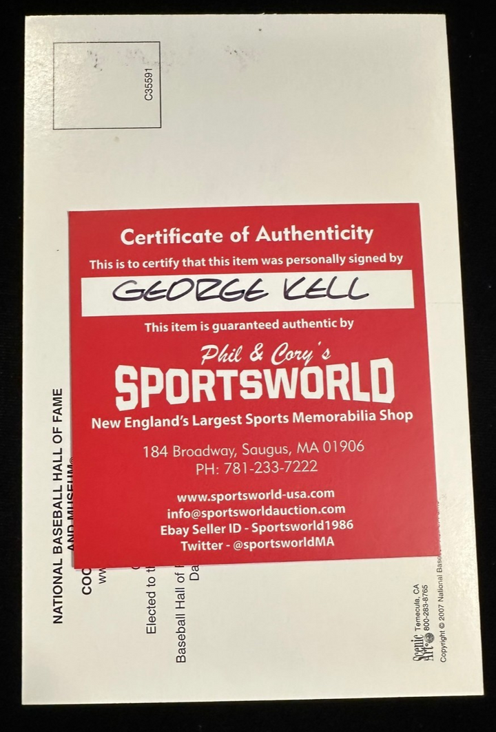 George Kell Autographed MLB Hall Of Fame Postcard Detroit Tigers