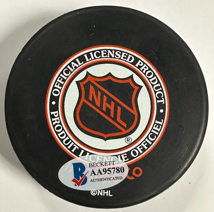 Dave Shaw Autographed Quebec Nordiques Hockey Puck BAS NHL