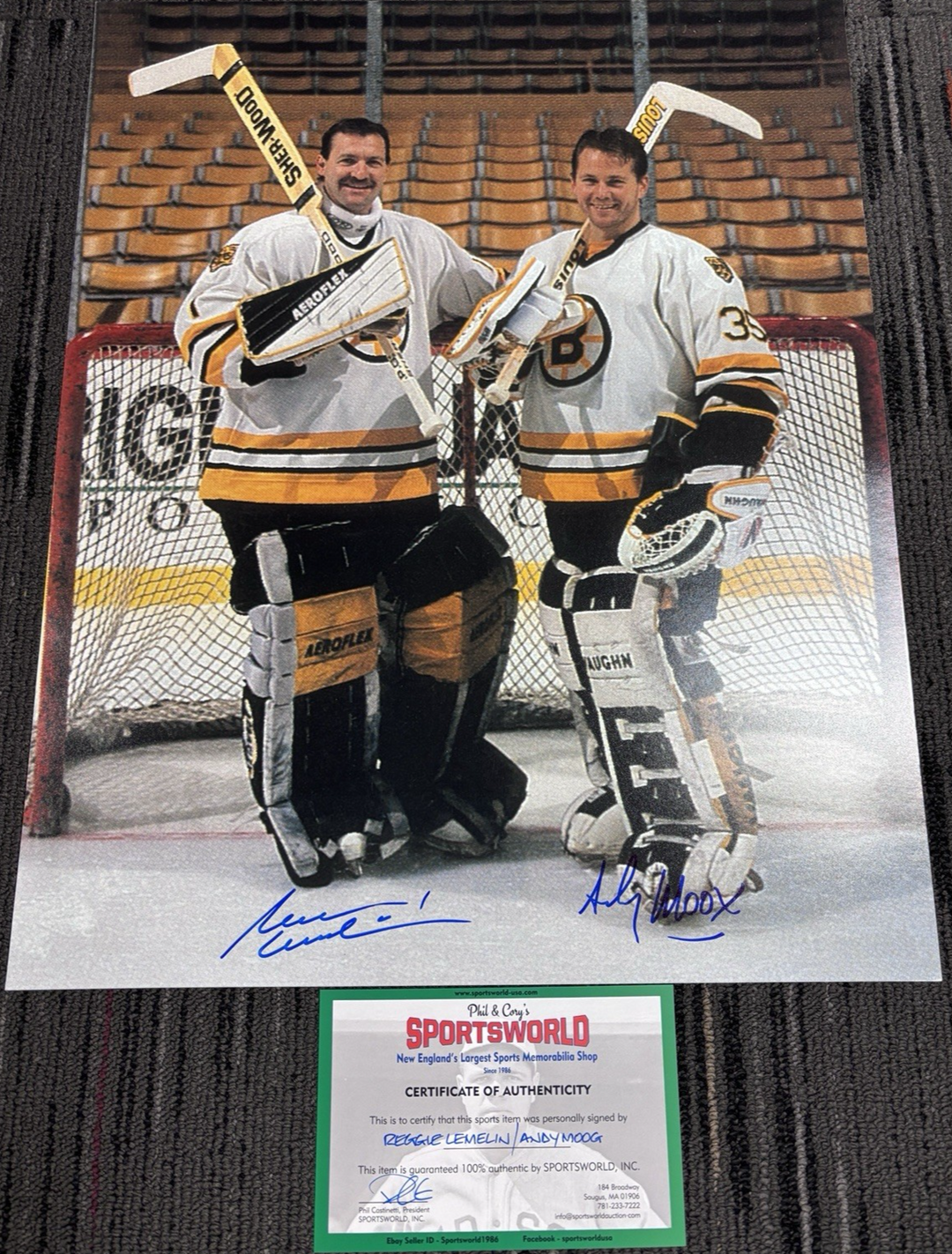 Reggie Lemelin & Andy Moog Autographed Boston Bruins 16x20 Photo