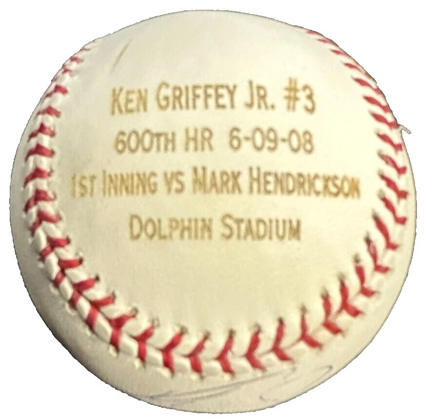 Ken Griffey Jr. Signed 600th Career Homerun Commemorative Baseball UDA /208