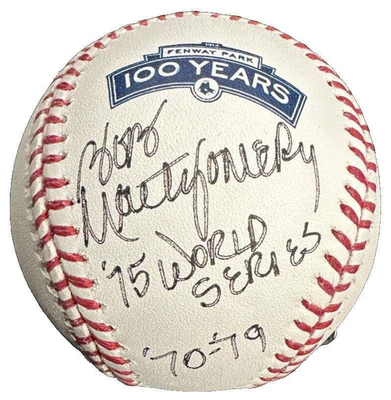Bob Montgomery Signed Fenway Park 100th Anniversary Baseball W/ 75 World Series