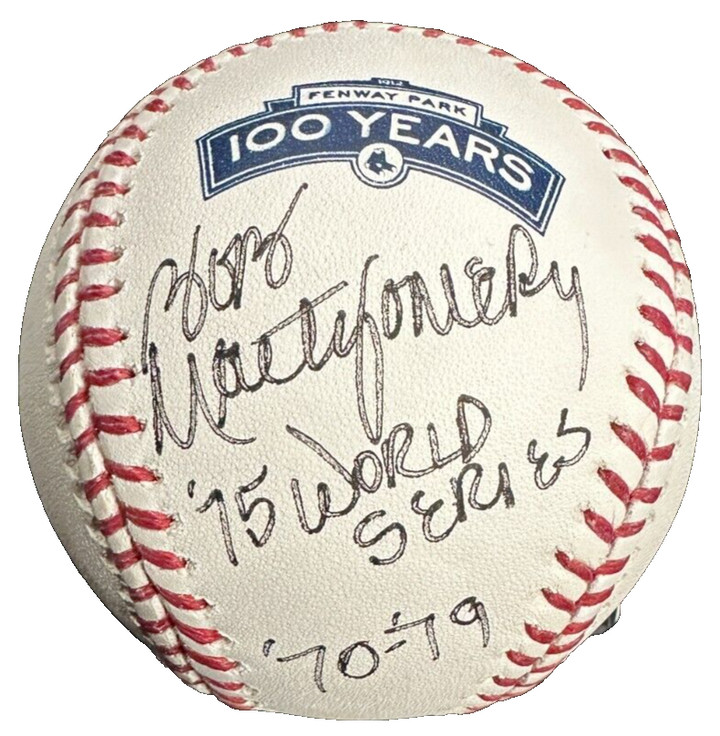 Bob Montgomery Signed Fenway Park 100th Anniversary Baseball W/ 75 World Series