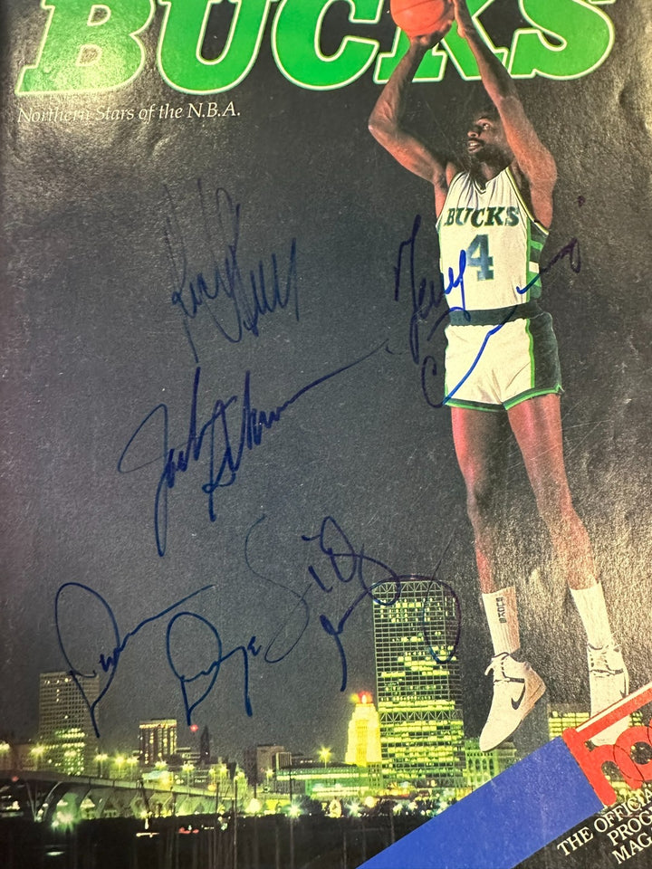 1986-87 Celtics & Bucks Team Signed Program Bird DJ KC Jones Havlicek Sikma