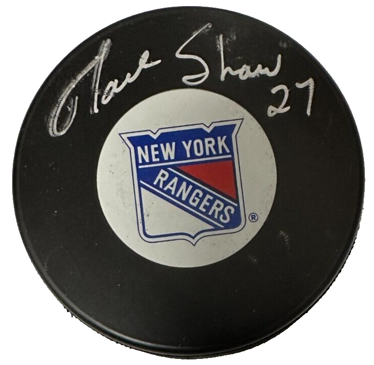 Dave Shaw Autographed New York Rangers Hockey Puck BAS NHL