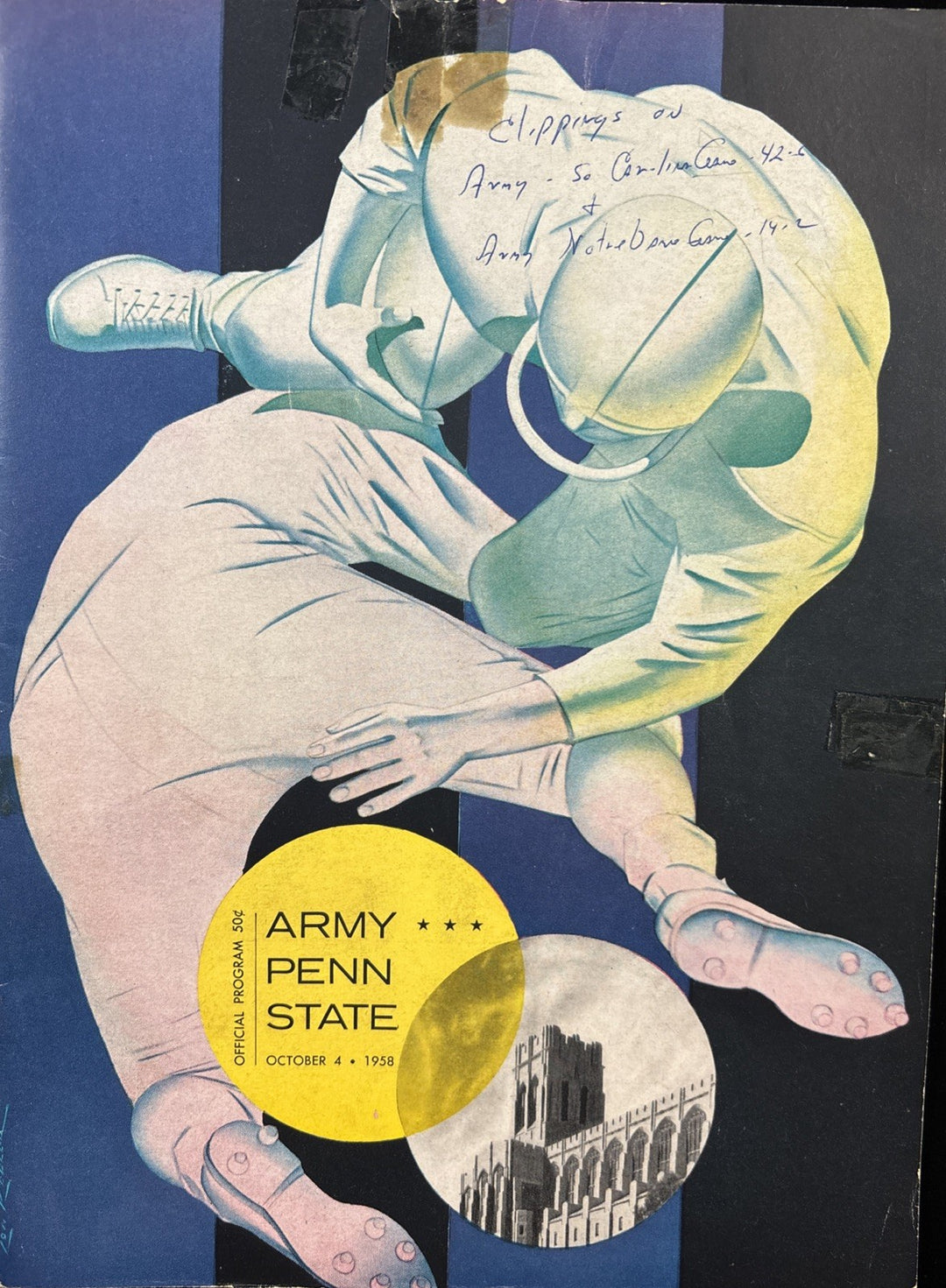 Oct 4 1958 Army vs Penn State Program & News Clippings
