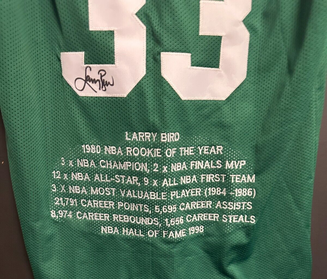 Larry Bird Autographed Custom Boston Celtics Career Stats Jersey BAS