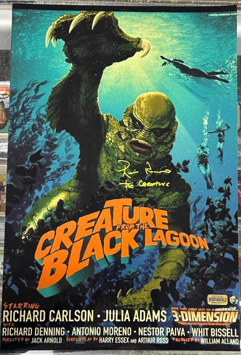 Ricou Browning Autographed Creature From the Black Lagoon 11x14 Poster Photo