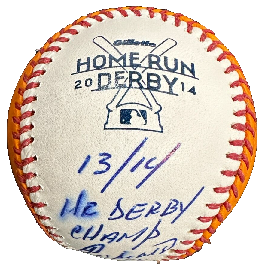 Yoenis Cespedes Autographed 2014 Home Run Derby Baseball W/ 13-14 HR Derby Champ