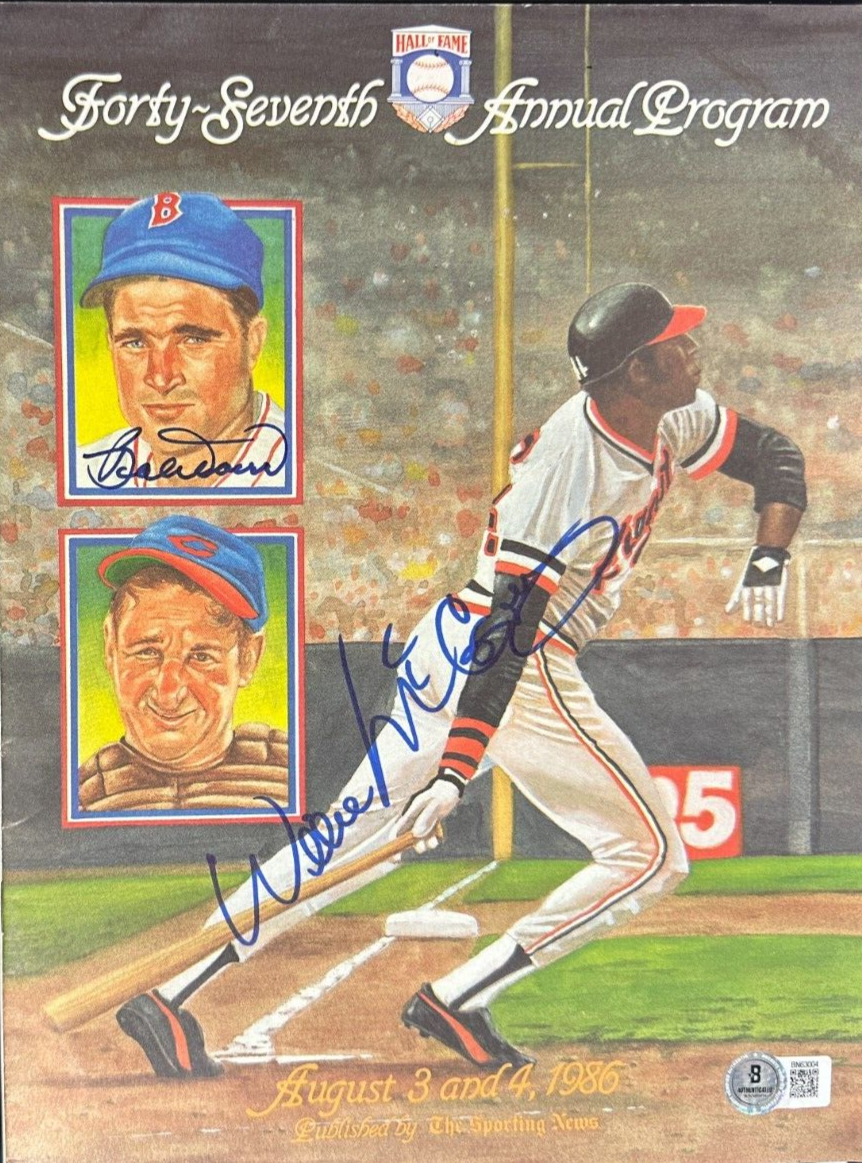 1986 Baseball Hall of Fame Autographed Program Willie McCovey & Bobby Doerr BAS