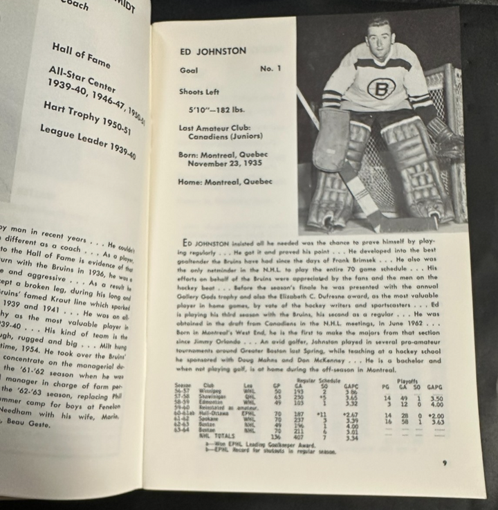 Vintage 1964-65 Boston Bruins Official Yearbook NHL