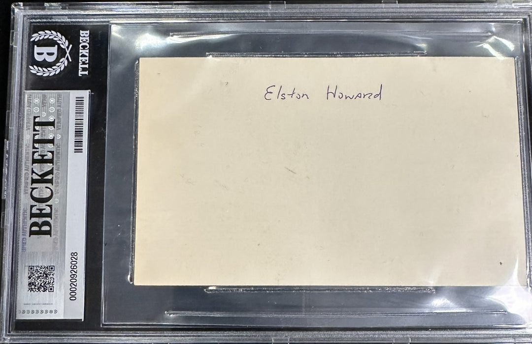 Elston Howard Autographed 3x5 Index Card BAS New York Yankees Encapsulated