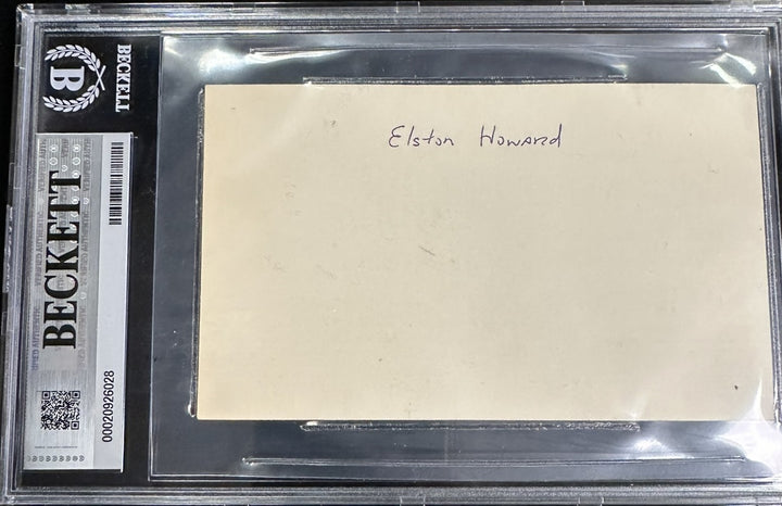 Elston Howard Autographed 3x5 Index Card BAS New York Yankees Encapsulated