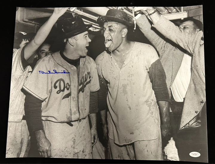 Duke Snider W/ Don Newcombe 1955 WS Celebration Autographed 16x20 Photo JSA