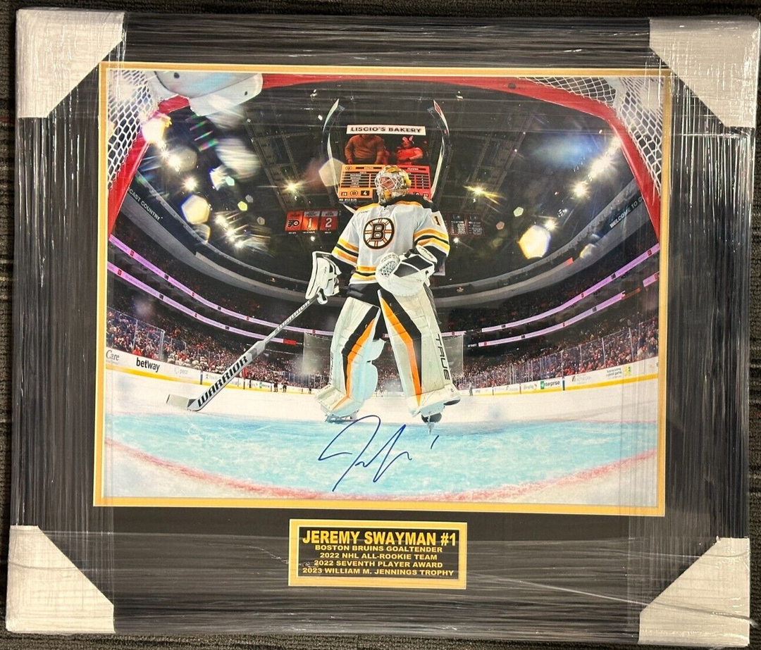 Jeremy Swayman Autographed 16x20 Photo Boston Bruins NHL