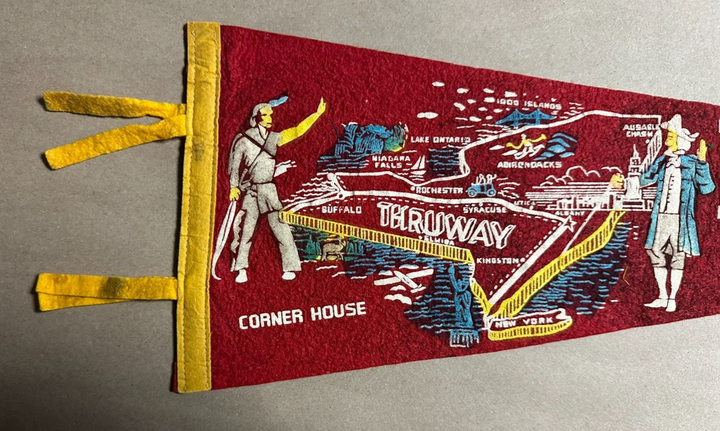 Vintage 1950s-60s New York Thruway Pennant Retro Travel Tourist Souvenir