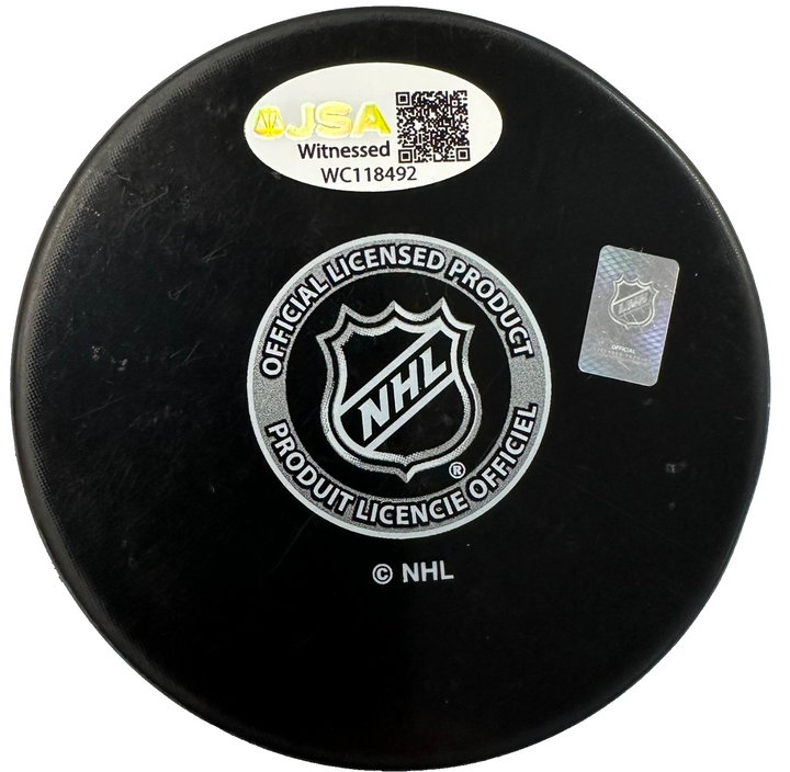 Jeremy Swayman Autographed Boston Bruins Hockey Puck JSA NHL