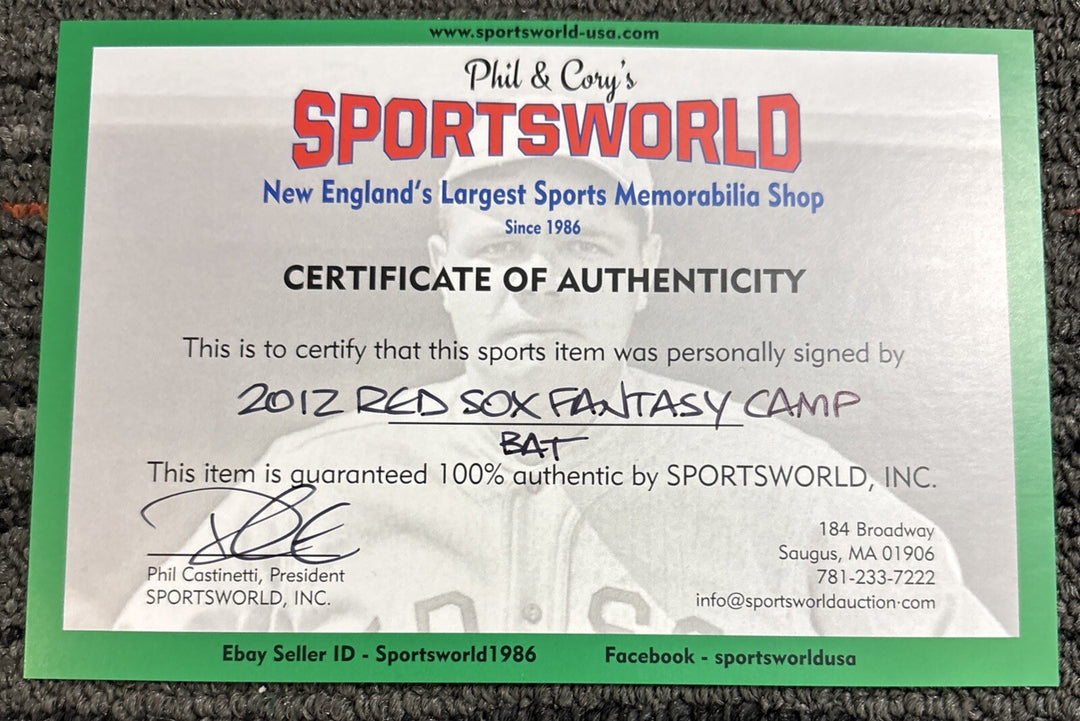 2012 Red Sox Fantasy Camp Signed Baseball Bat Campbell Petrocelli Bell Etc.