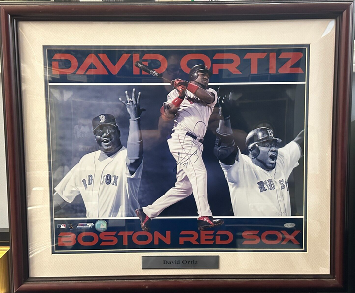 Framed David Ortiz Autographed 16x20 Collage Photo Steiner 61/2000 Red Sox HOF