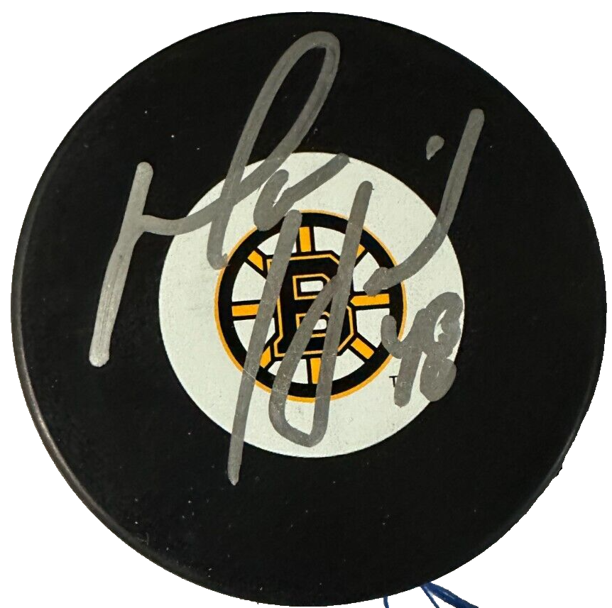 Matt Hunwick Autographed Boston Bruins Hockey Puck NHL