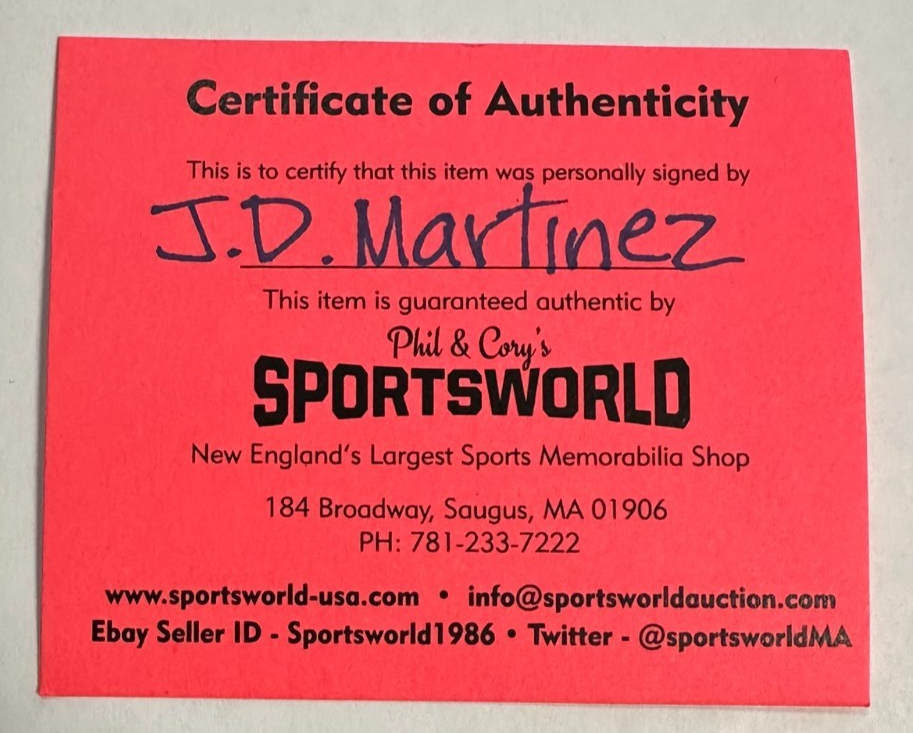 J.D. Martinez Autographed Official Major League Baseball Red Sox Dodgers