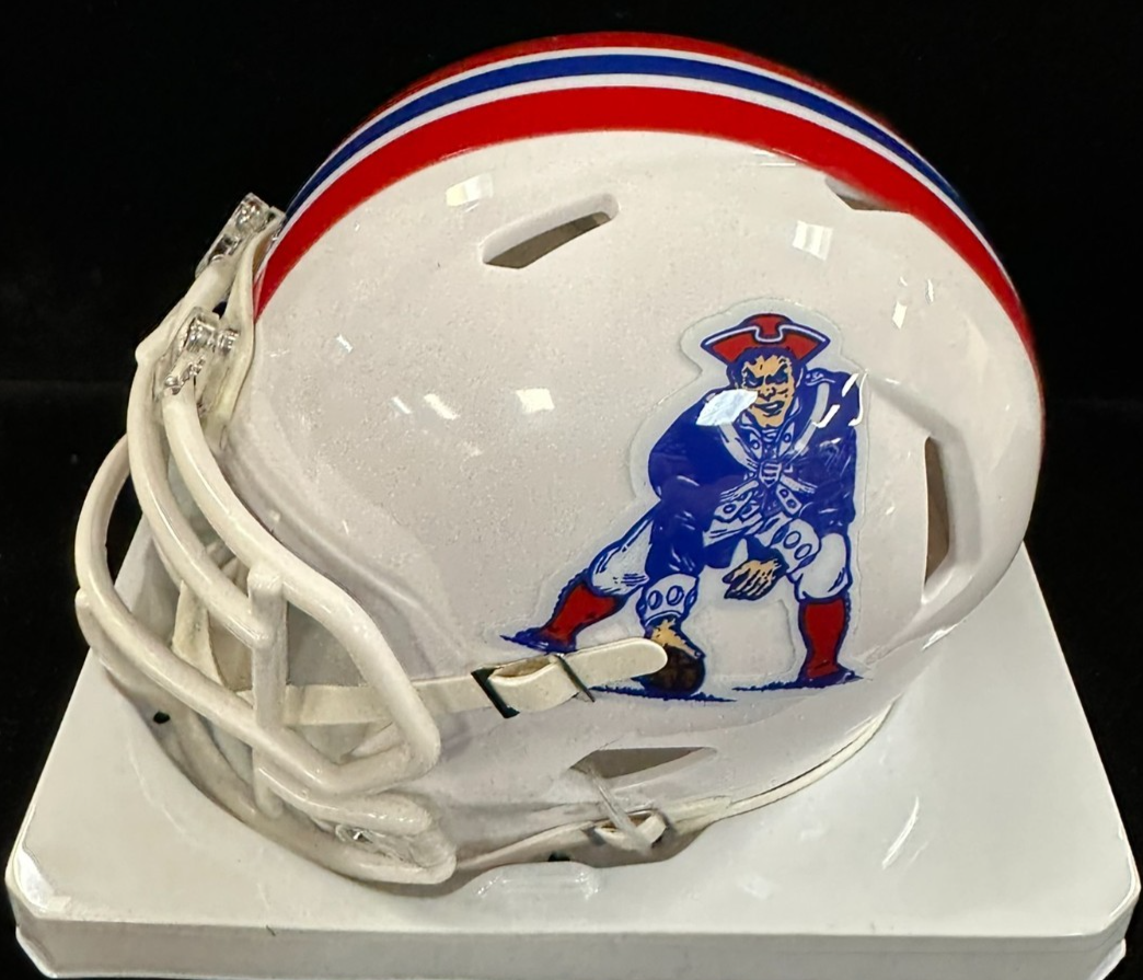 Will Campbell Autographed New England Patriots Throwback Speed Mini Helmet JSA