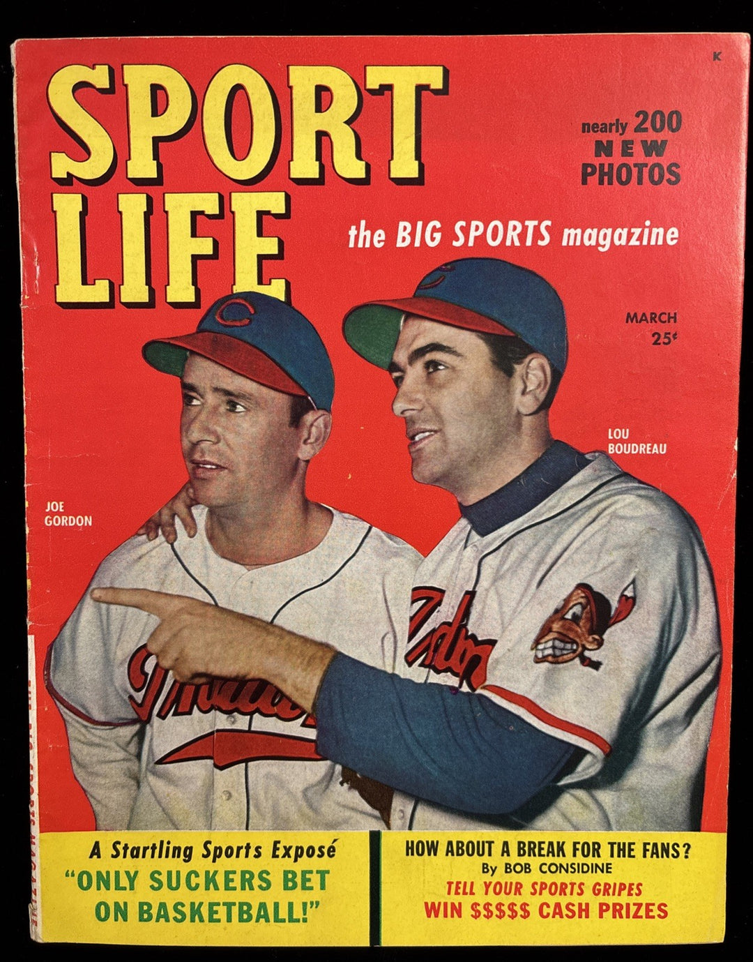 March 1949 Sport Life Magazine Lou Boudreau & Joe Gordon Indians