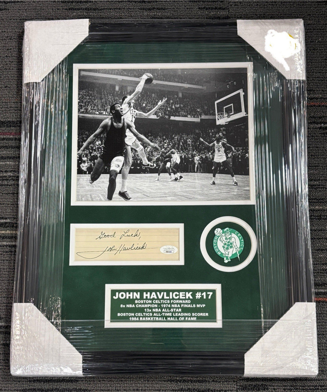 John Havlicek Signed Framed Cut With 8x10 JSA Boston Celtics