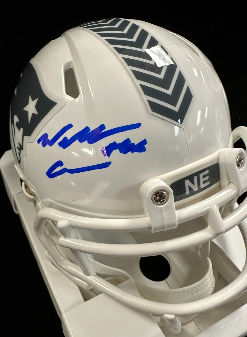 Will Campbell Autographed New England Patriots Salute to Service Mini Helmet JSA