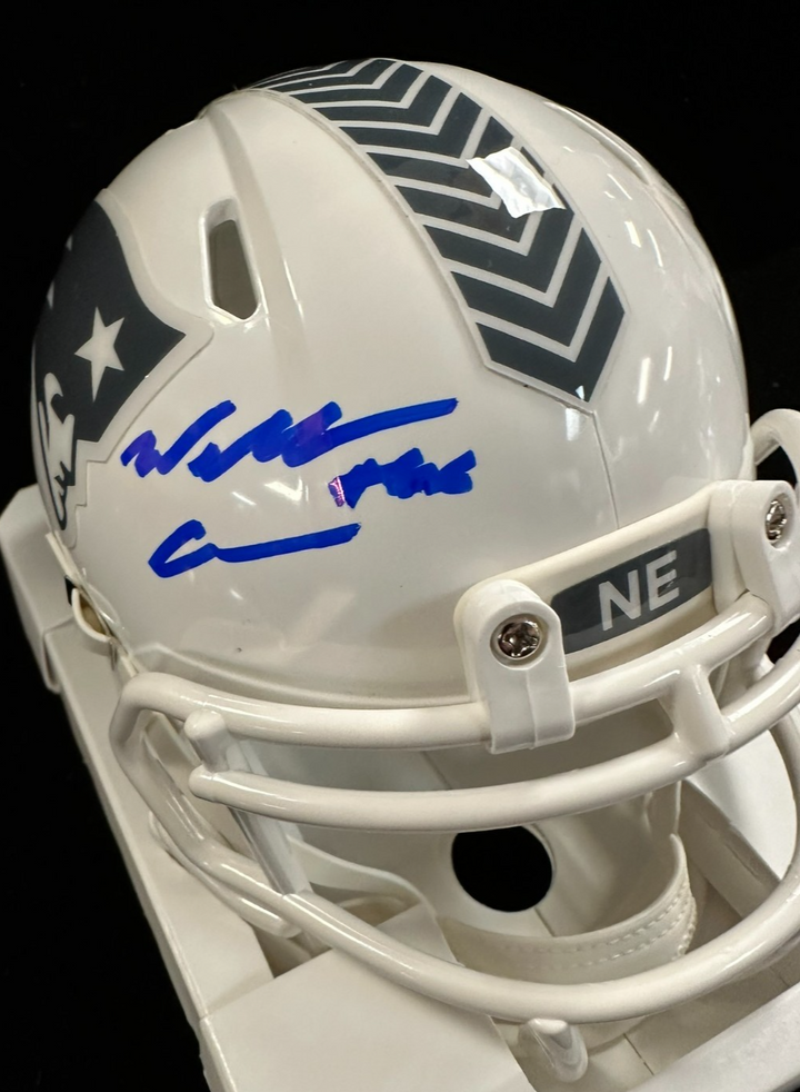 Will Campbell Autographed New England Patriots Salute to Service Mini Helmet JSA