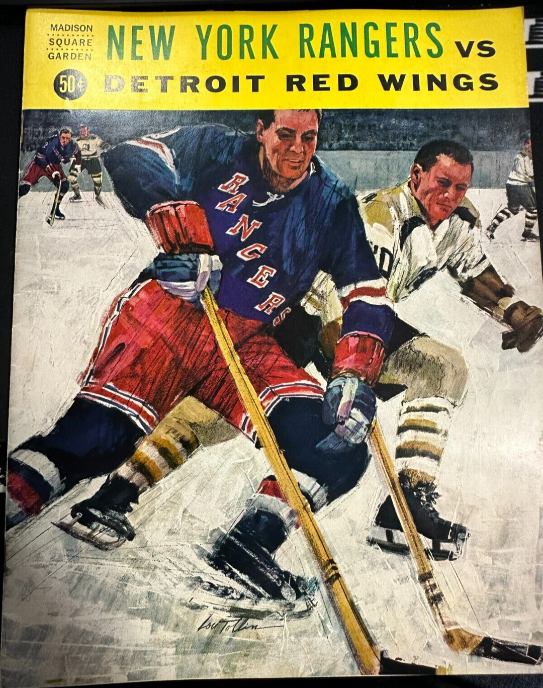 1/31/1965 New York Rangers Vs the Detroit Red Wings Program NHL