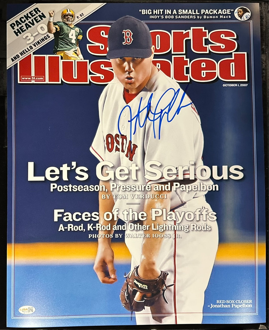 Jonathan Papelbon Signed 10/1/07 Sports Illustrated 16x20 Cover Photo JSA
