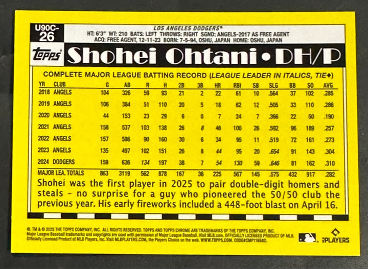 2025 Topps Chrome Shohei Ohtani 1990 Topps Chrome Silver Pack Red Refractor 1/5