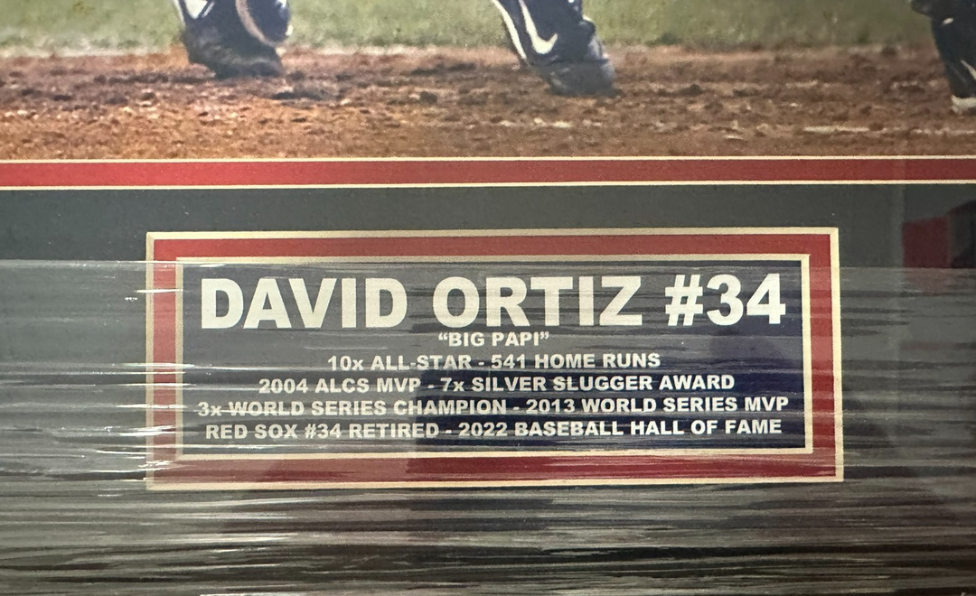 Framed David Ortiz Autographed 16x20 2003 ALCS Photo Red Sox HOF