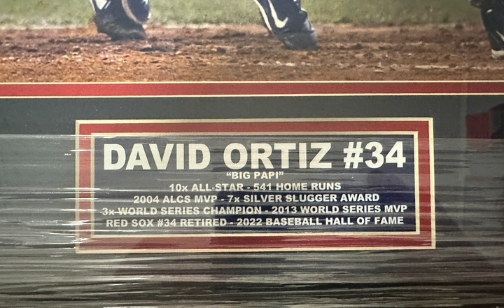 Framed David Ortiz Autographed 16x20 2003 ALCS Photo Red Sox HOF